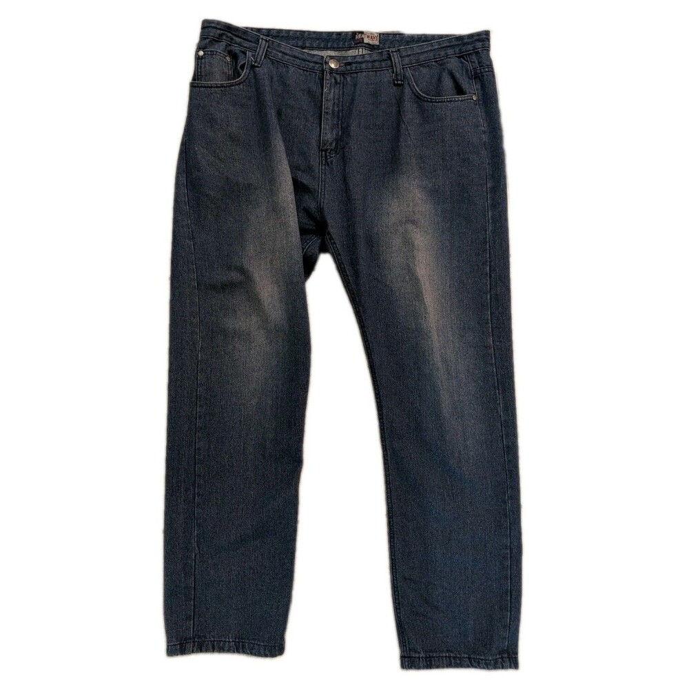 Heatwave Mens Jeans 42x32 Dark Wash Standard Fit Straight Leg Blue Denim